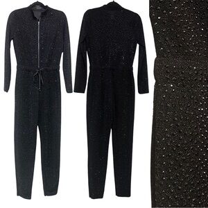 ❗️ Banjul Black long sleeve & pant jumpsuit covered in black rhinestones size L
